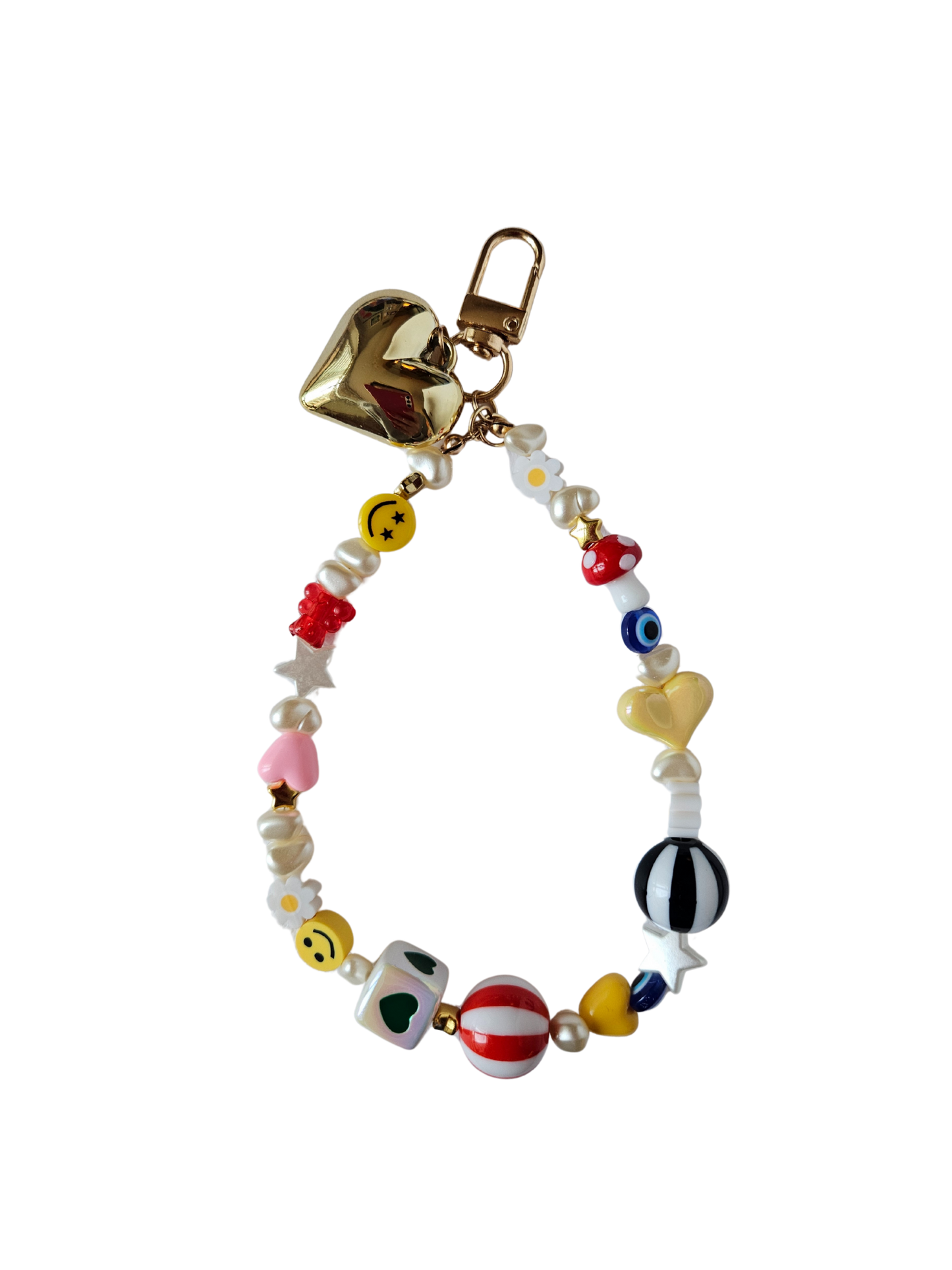 Chunky Charm & Gold Heart Bag Charm