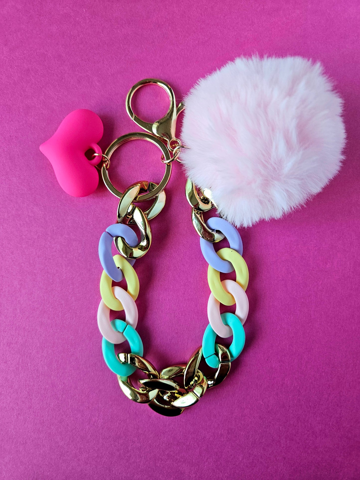 Heart & Pom-Pom Bag Charm