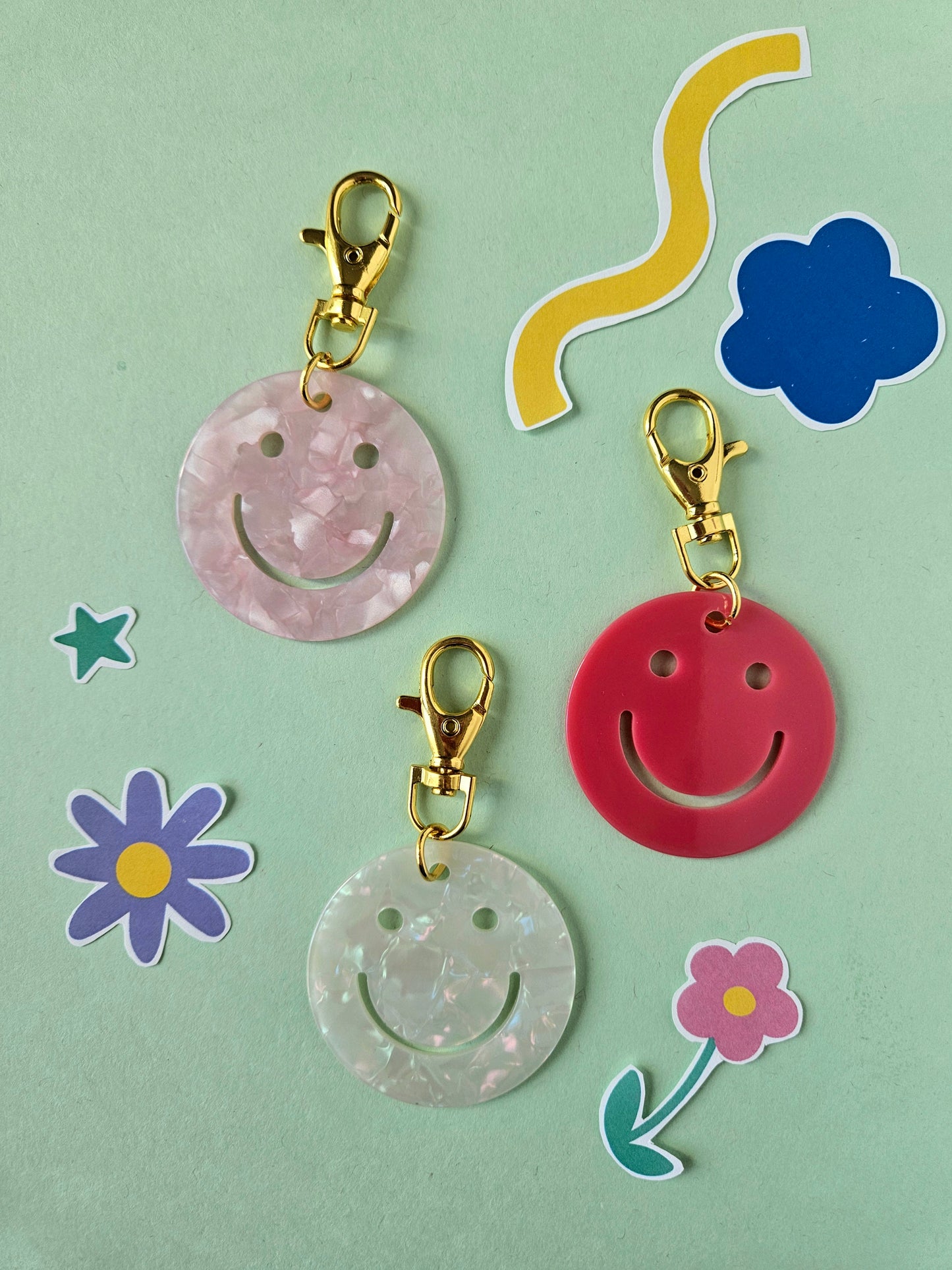 Smiley Face Acrylic Bag Charms