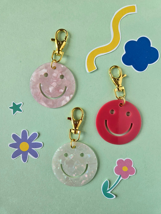 Smiley Face Acrylic Bag Charms