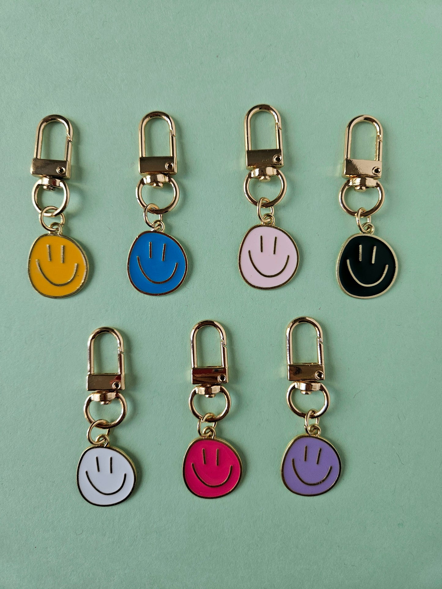 Gold Smiley Face Mini Bag Charms