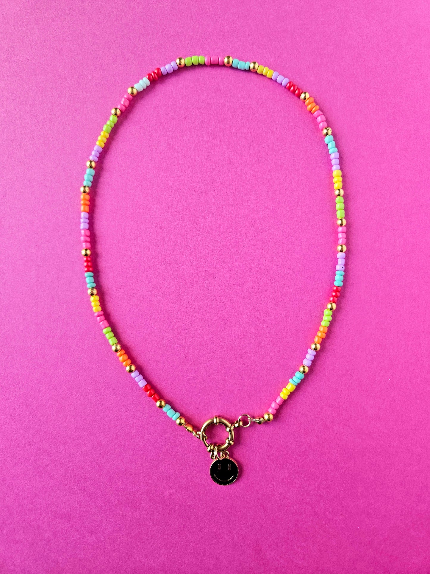 Black Smiley Rainbow Necklace