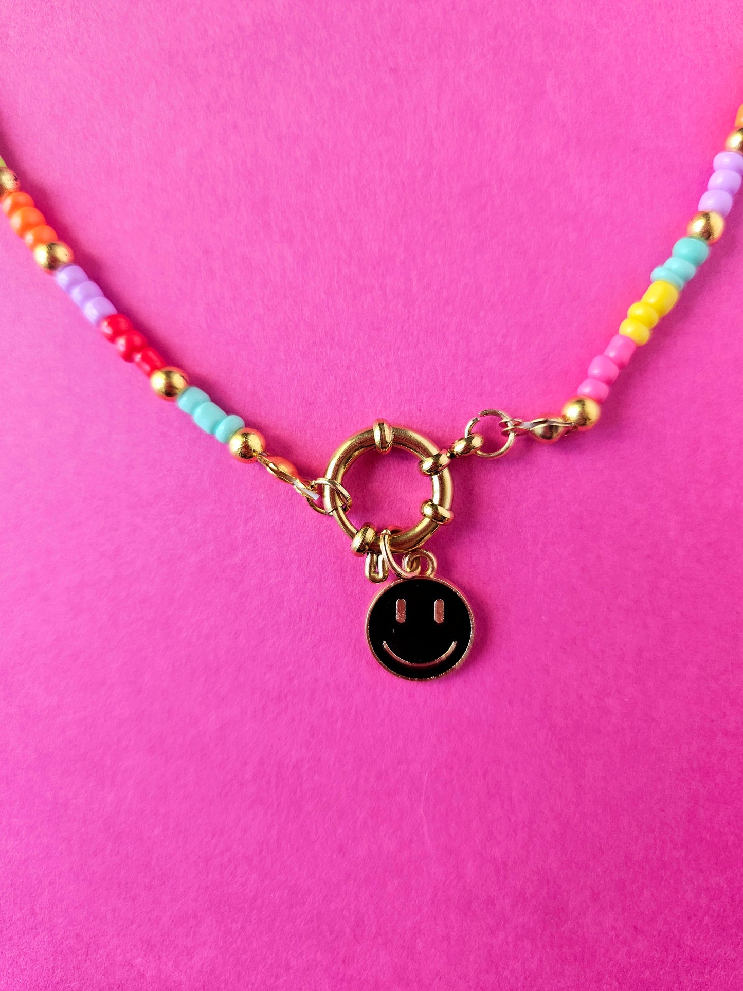 Black Smiley Rainbow Necklace