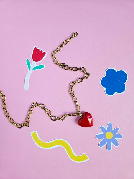 Chunky Heart Charm Necklace